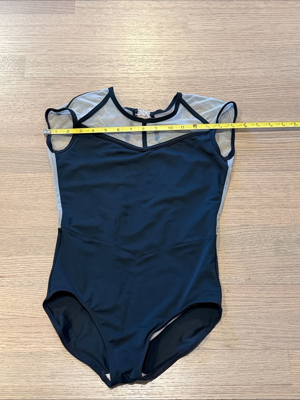 Black Mesh Accent Women’s Leotard - Picture 3 of 6
